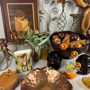 MCM Brass Copper Wood Vintage Glass Chalk Wear Figurines New Listings Everyday!